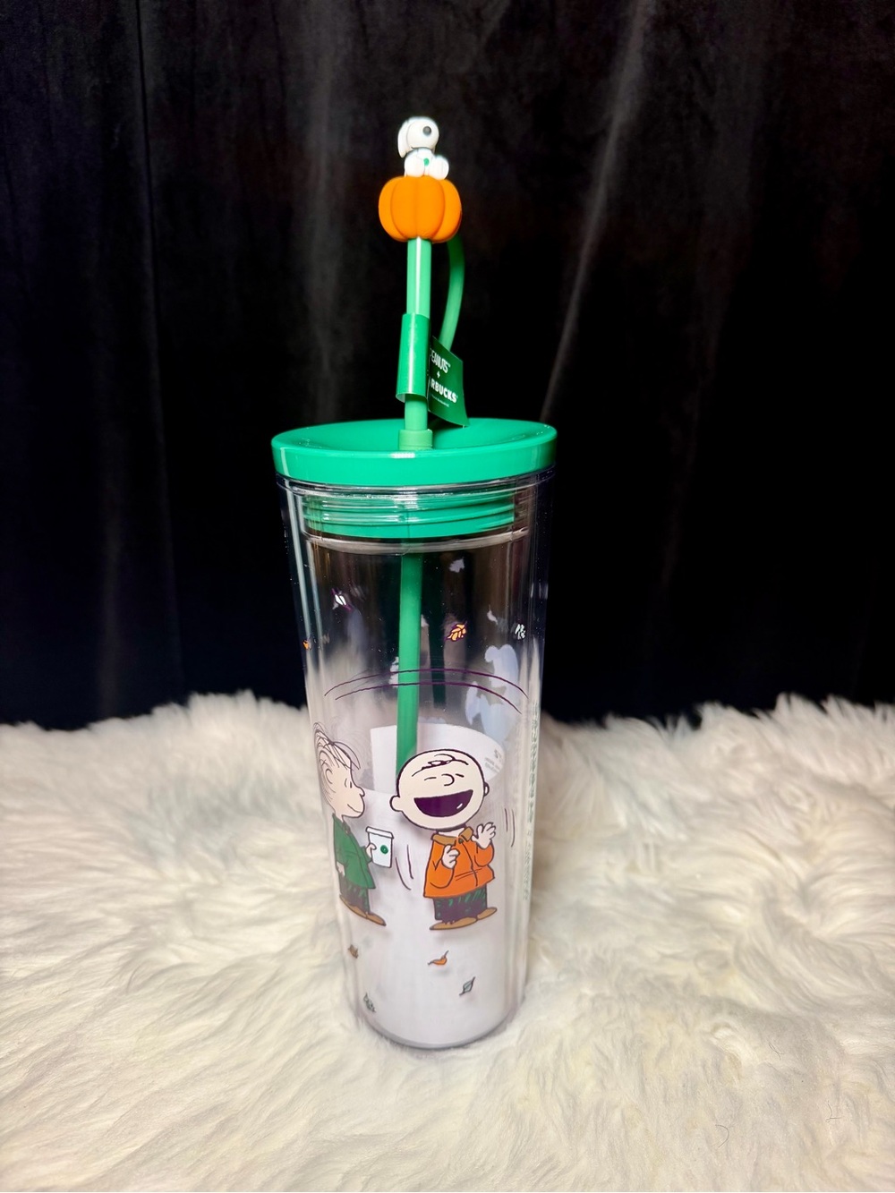 Starbucks + Snoopy Tumbler with Snoopy Pumpkin Straw Topper